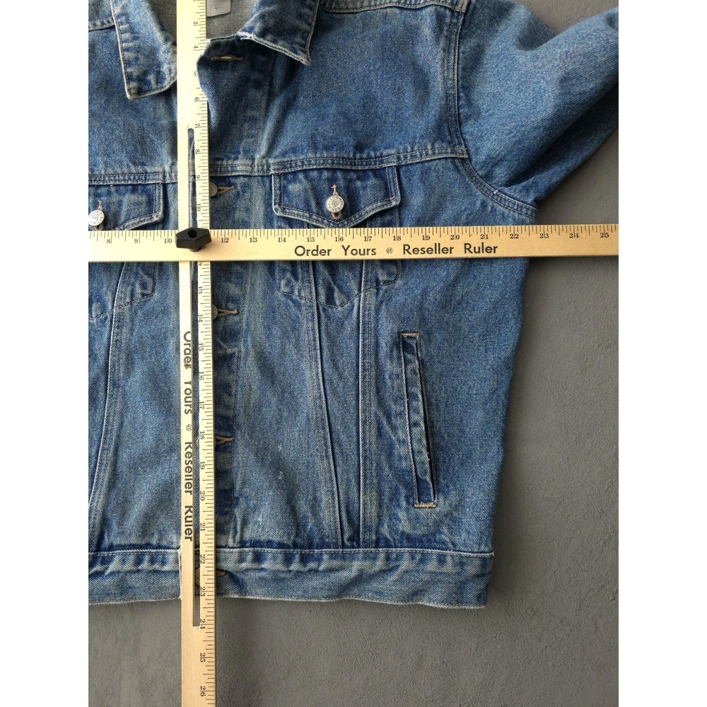 Vintage 90s Warner Bros. Looney Tunes Taz Bugs Bunny Denim Jean Jacket S - Picture 9 of 11
